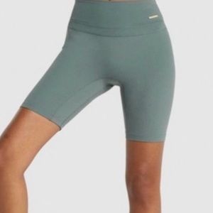 Sage green Whitney Simmons, biker shorts from gym shark